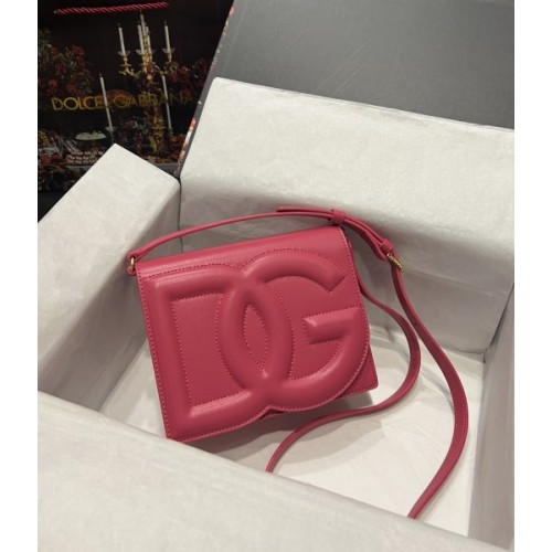 DG calfskin logo pink crossbody bag