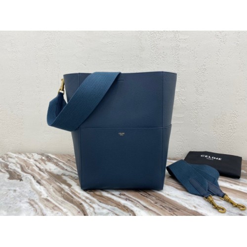 Celine Seau Sangle 23cm blue bag