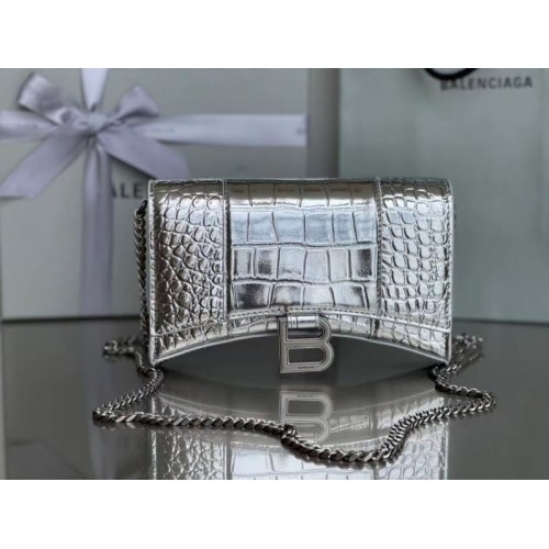 Balenciaga Hourglass Chain Silver Wallet 19cm