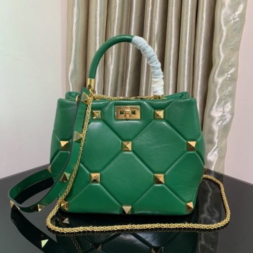 Valentino small Roman Stud Green Nappa Leather Bag