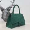 Balenciaga Hourglass S Rhinestone Green Bag
