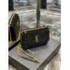 YSL Sunset Black Velvet Leather Shoulder Bag