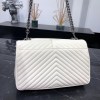 YSL LARGE COLLEGE BAG IN WHITE MATELASSÉ LEATHE SILVER