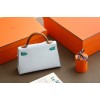 Hermes Kelly Mini White Blue Leather