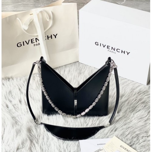 GIVENCHY Black Small Cut Out Chain Black Bag