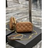 YSL Becky Quilted Double Zip Brown Pouch Bag