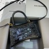 Balenciaga hourglass medium top handle bag in black