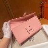 Hermes Rose Sakura Swift Jige Elan Clutch