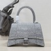 Balenciaga Hourglass S Rhinestone Silver Bag