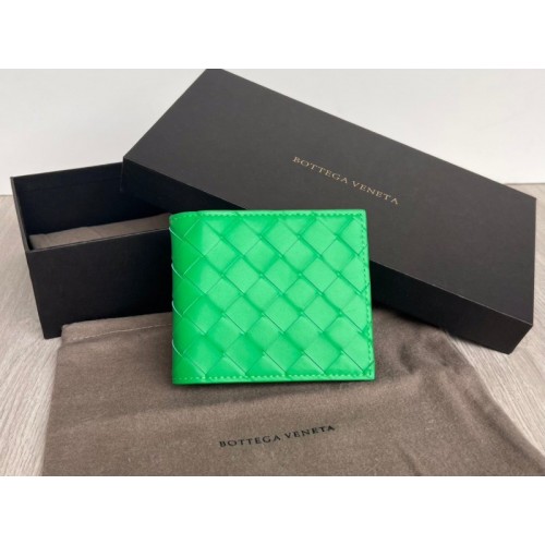 Bottega Veneta woven green leather wallet