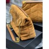 YSL Black Puffer Brown Suede Leather Large Bag