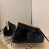 FENDI First Small mink black leather bag | 8BP129