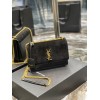 YSL Sunset Black Velvet Leather Shoulder Bag