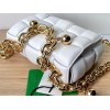 Bottega Veneta White Woven Leather Gold Chain Strap Bag