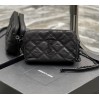YSL Becky Quilted Double Zip All Black Pouch Bag