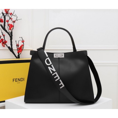 Fendi Silver Black Peekaboo X-lite Tote Bag