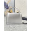Dolce & Gabbana Silver Leather Top-Handle Bag