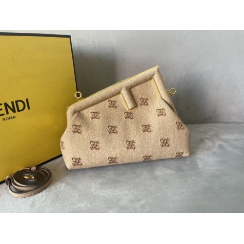 Fendi first medium beige embroidery bag