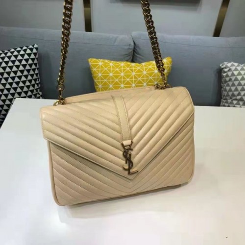 YSL MONOGRAM COLLEGE BEIGE GOLD HARDWARE 5113