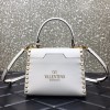 Valentino Garavani Rockstud Alcove white leather tote bag