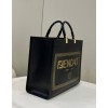 FENDI Sunshine Fendace Printed Black Shopper Bag