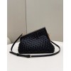 Fendi First small black braided leather bag