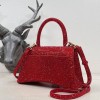 Balenciaga Hourglass S Rhinestone Red Bag