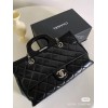 CHANEL Glazed Calfskin CC Delivery Small Tote Black