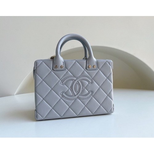 Chanel Vanity Case Calfskin Gray Bag