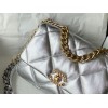 Chanel 19 silver leather large bag
