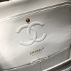 CHANEL 1112 White Medium Size 2.55 Lambskin Leather Flap Bag With Gold/Silver
