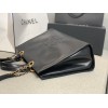 Chanel tote shopping bag black leather small size