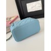 Chanel vanity blue leather handle bag