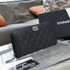 Chanel boy caviar black silver zipper wallet