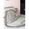 CHANEL 19 Handbag Tweeds Grey AS1160 26cm