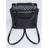 Chanel Chevron Lambskin Black Silver Hardware Large Backpack