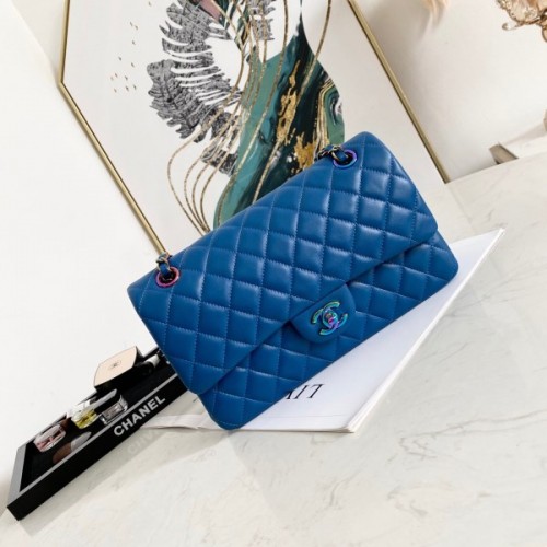 Chanel flap bag 2 tone blue bag 25cm