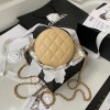 Chanel 22S Quilted Caviar Beige Mini Round Clutch