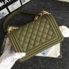 Chanel Green Quilted Caviar Small Boy Bag A67085 VS06103