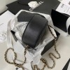 Chanel 22S Quilted Caviar Black Mini Round Clutch