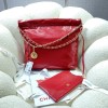 Chanel red leather tote shopping medium bag