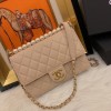 Chanel pearl Woc leather rhombic flap bag in beige