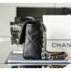 Chanel silver flap black bag 19 large size