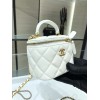 Chanel case white handle leather bag