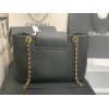 Chanel shopping bag V quilter black leather