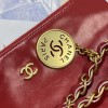 Chanel red leather tote shopping medium bag