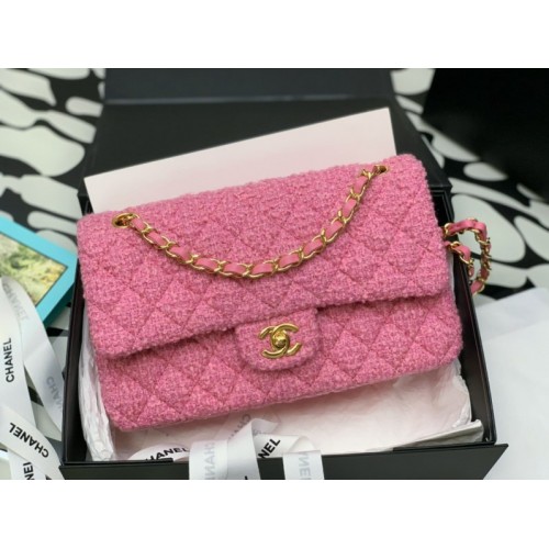 Chanel 22 tweed classic pink flap bag 25cm