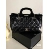 CHANEL Glazed Calfskin CC Delivery Small Tote Black