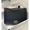 Chanel Le Boy Black Caviar Silver Hardware 28cm Bag