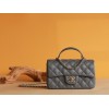 Chanel Top Handle gold hardware gray lambskin mini bag